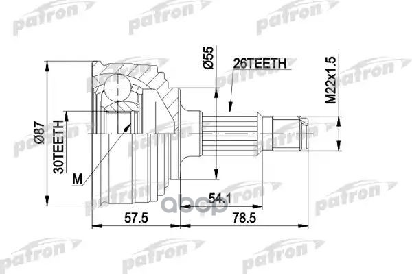 Шрус Наружн К-Кт 26X55x30 Abs:d80 Honda: Civic Iv 91-95, Civic Iv Hatchback 91-95, Civic Iv Купе 94-96 PATRON арт. PCV1251