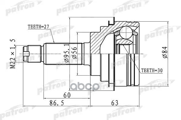 Шрус Наружный 27X56x30 Subaru Impreza G10 92-02 PATRON арт. PCV1260
