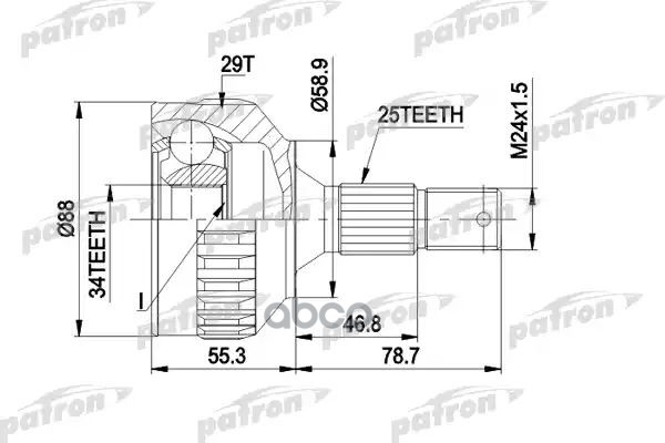 Шрус Наружн К-Кт [Abs:29] Peugeot: 406 95 - 04, 406 Break 96 - 04 PATRON арт. PCV1292