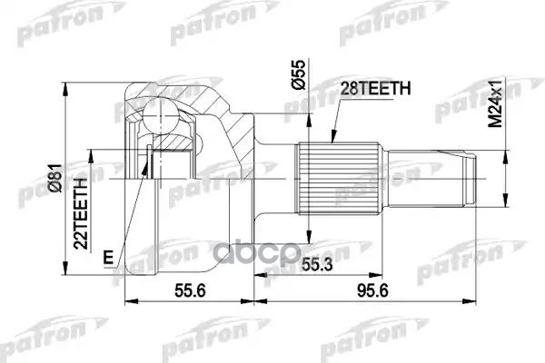 Шрус Наружн К-Кт 27X59x28 Alfa Romeo: 166 98 -, Lancia: Kappa 94 - 01, Kappa Купе 96 - 01 PATRON арт. PCV1300