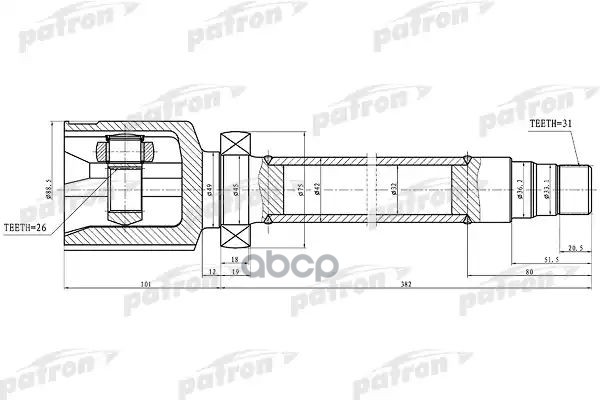 Шрус Внутренний Правый 31X36.2x26 Ford Mondeo Ca2 07- PATRON арт. PCV1325