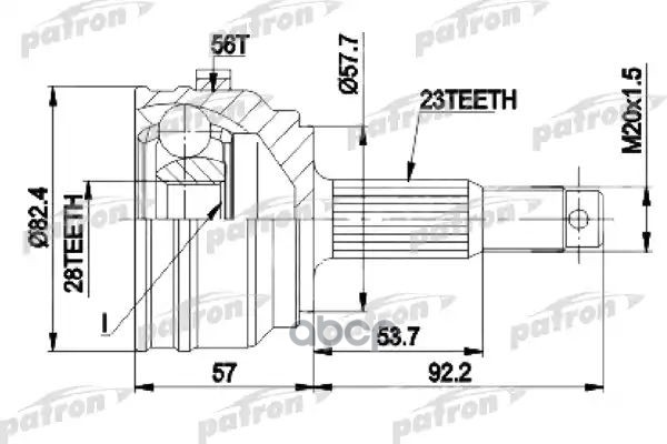 Шрус Наружн К-Кт 23X57.7x28 Chrysler: Neon 94 - 99 PATRON арт. PCV1330