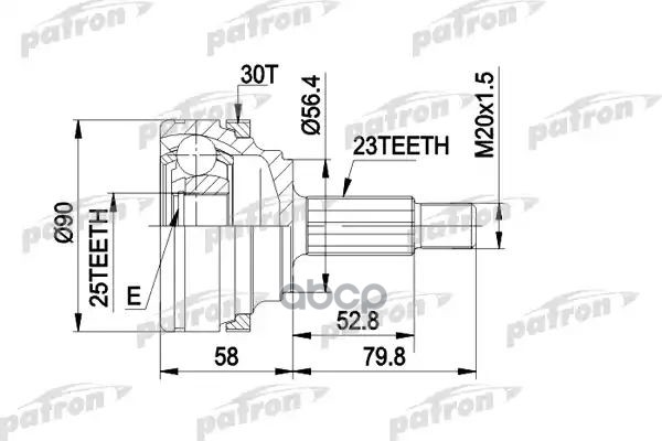 Шрус Наружн К-Кт 23X56.2x25 Abs:30t Mazda: 626 Iv 91 - 97, Renault: Laguna 93 - 01, Laguna Grandtour 95 - 01, Safrane I 92 - ...