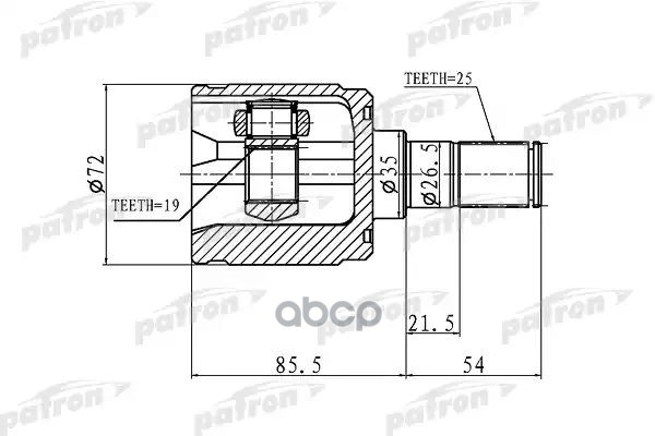 Шрус Внутренний 25X35x19 Hyundai Getz 02-11 PATRON арт. PCV1344