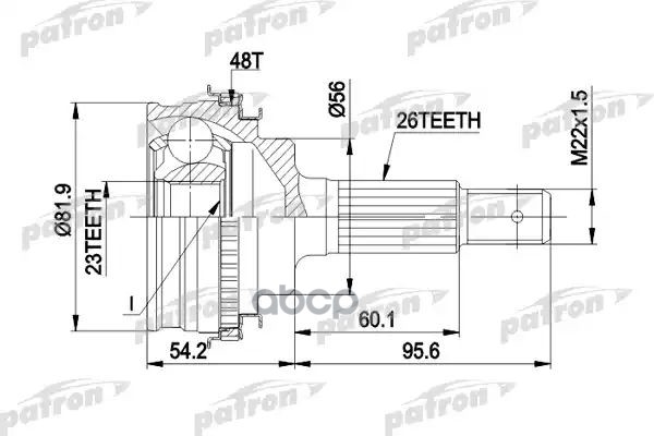 Шрус Наружн К-Кт 26X56x23 Abs:48t Toyota: Carina E 92 - 97, Carina Ii 87 - 93, Celica Купе 82 - 86, Corolla 92 - PATRON арт. ...