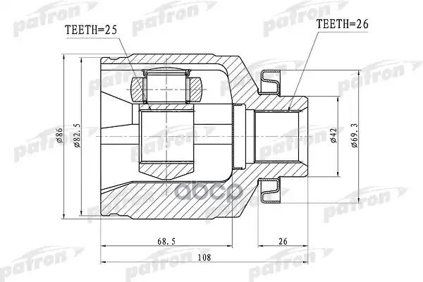 Шрус Внутренний Правый 26X42x25 Hyundai Tucson 04-10 PATRON арт. PCV1353