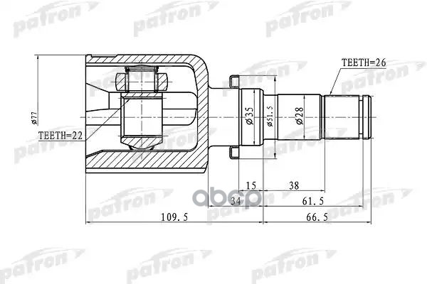 Шрус Внутренний Левый 26X35x22 Mazda 3 Bk 01.07.2007- At PATRON арт. PCV1363