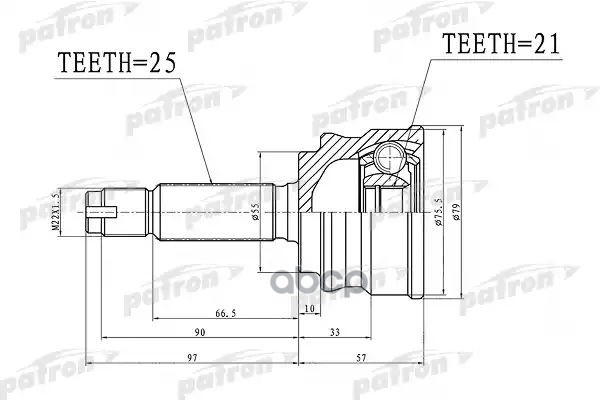 Шрус Наружный 25X55x21 Mitsubishi Colt Z21a/Z22a/Z23a/Z24a/Z25a/Z26a/Z27a/Z28a 02- PATRON арт. PCV1386