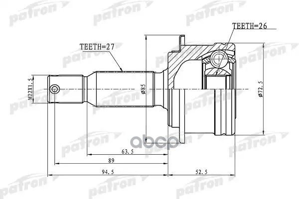 Шрус Наружный Задний 27X57x26 Mitsubishi Outlander Cw 06-12 PATRON арт. PCV1393