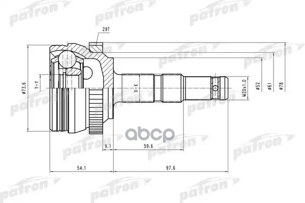 Шрус Наружн К-Кт 22X52x28 Abs:29t Opel: Corsa C 00- PATRON арт. PCV1400