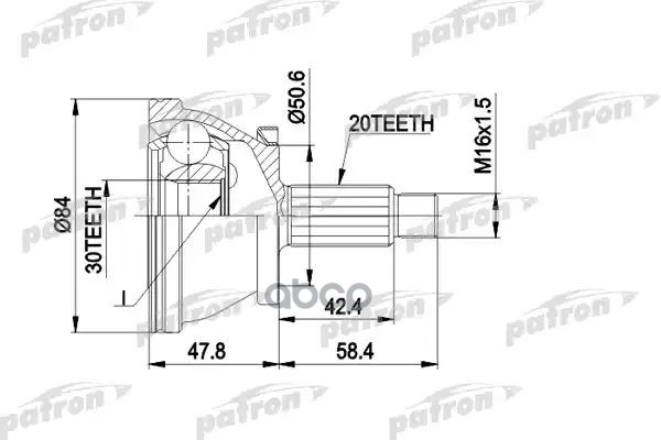 Шрус Наружн К-Кт Skoda: Fabia 99 -, Fabia Combi 00 -, Fabia Praktik 02 -, Fabia Седан 99 -, Vw: Fox 03 - PATRON арт. PCV1403