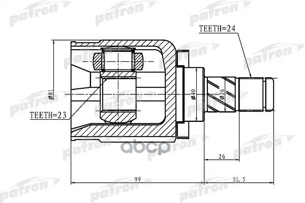 Шрус Внутренний 24X40x23 Nissan Primera P12 01-07 PATRON арт. PCV1412
