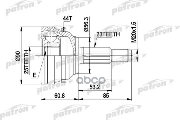 Шрус Наружн К-Кт 23X56.3x25 Abs:44t Renault: Laguna 93 - 01, Laguna Grandtour 95 - 01, Megane Grandtour 99 - 03, Megane Sceni...