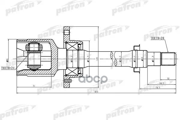 Шрус Внутренний Правый 20X35.5x24 Toyota Avensis At22/Azt220/Cdt220/Ct220/St220/Zzt22 00-03 PATRON арт. PCV1426