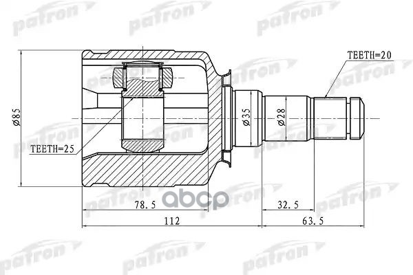 Шрус Внутренний Левый 20X35x25 Toyota Carina E At190/St191/Ct190 92-97 PATRON арт. PCV1437