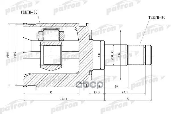Шрус Внутренний 30X47x30 Toyota Land Cruiser 100 Hdj101/Uzj100 98-07 PATRON арт. PCV1448