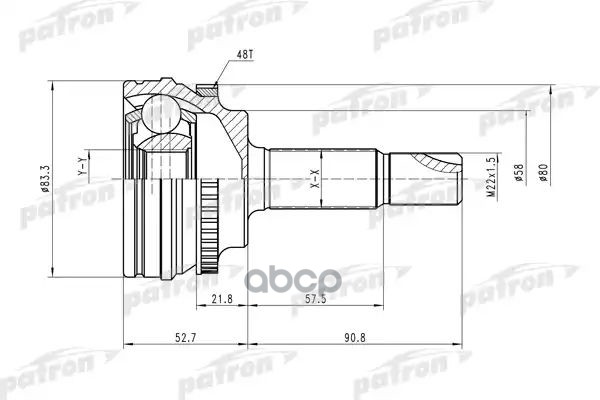 Шрус Наружн К-Кт 24X58x23 Abs:48t Toyota: Yaris 99- PATRON арт. PCV1450