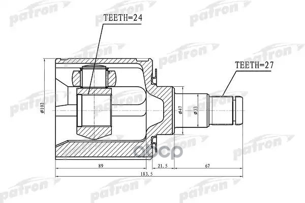 Шрус Внутренний 27X47x24 Toyota Land Cruiser Prado 90 96-02 PATRON арт. PCV1454