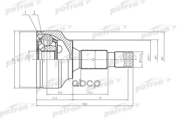 Шрус Наружн К-Кт 28X58.5x34 Citroen: C5 1.6 08-, Peugeot: 407 04-, 807 02- PATRON арт. PCV1469