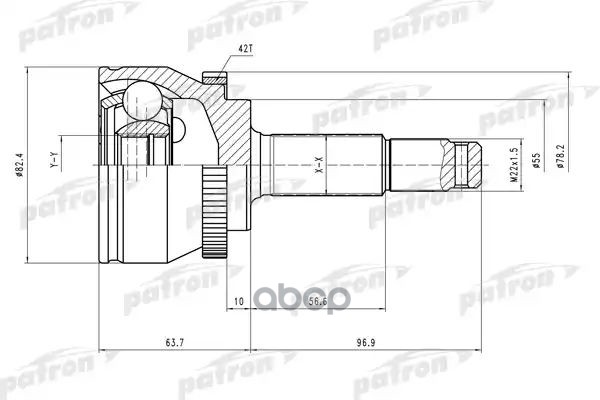 Шрус Наружн К-Кт 25X55x23 Abs:42t Nissan: Almera Ii 07/00- PATRON арт. PCV1475