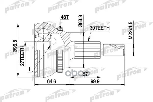 Шрус Наружн К-Кт 30X63x27 Abs:48t Toyotal Avensis Verso 2.0 D-4D 08.01- PATRON арт. PCV1485