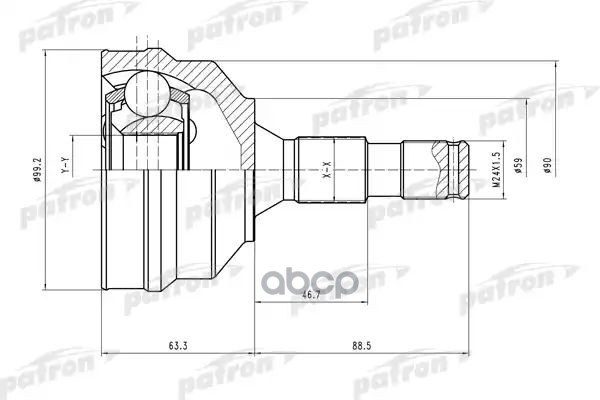 Шрус Наружн К-Кт 25X59x39 Citroen: C4 04-, Peugeot: 307 00- PATRON арт. PCV1496
