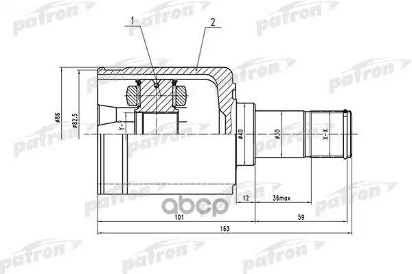 ШРУС внутренний левый 29x40x35 HONDA PILOT YF4 09-  PCV1513 PATRON арт. PCV1513
