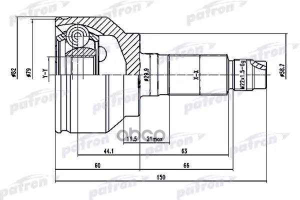 ШРУС наружный 28x58.5x24 MAZDA 3 BK BL 03-, MAZDA 5 CR 05-10  PCV1529 PATRON арт. PCV1529