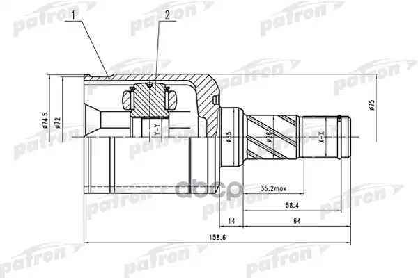 Шрус Внутренний Левый 24X35x29 Mazda 323 Bj 98-04 PATRON арт. PCV1530