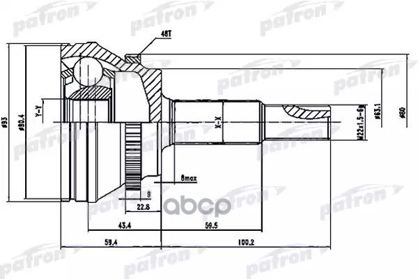 ШРУС наружный с кольцом ABS 26x63.1x27 ABS:48T TOYOTA CAMRY ACV40GSV40 06-  PCV1559 PATRON арт. PCV1559