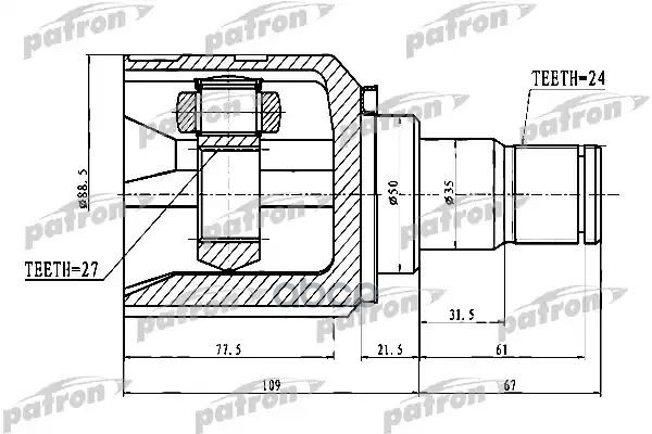 Шрус Внутренний Левый 24X50x27 Toyota Camry Acv40/Gsv40 06- PATRON арт. PCV1742