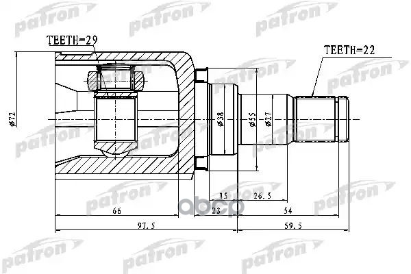 Шрус Внутренний 22X38x29 Chevrolet Aveo (T200) 03-08 PATRON арт. PCV1750