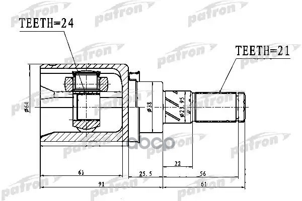 Шрус Внутренний Задний 21X38x24 Nissan Murano Z50 02-07 PATRON арт. PCV1761