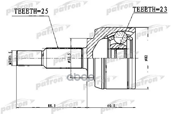 Шрус Наружный 25X52,5X23 Dacia Dokker 1,2Tce 1,5Dci 12-, Renault Megane 1,6 16V 08-, Scenic Iii 1,6 16V 09- PATRON арт. PCV1767