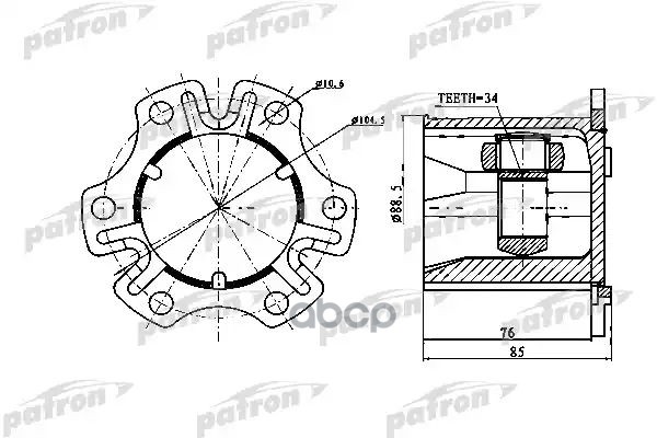 Шрус Внутренний X34 Audi A4 1,6 1,8 1,9Tdi 2,4 2,5 2,6 2,8 2,5Tdi 2,0Tdi 94- Skoda Superb 1,9Tdi 2,5Tdi 2,8V6 01- PATRON арт....