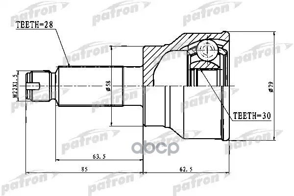 Шрус Наружный 28X58x30 Suzuki Sx4 Rw415/Rw416/Rw419/Rw420 06- PATRON арт. PCV1772