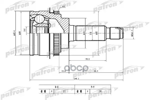 Шрус Наружный С Кольцом Abs 27X56x30 Abs:44t Subaru:forester 99-02, Impreza 99-04, Legacy 99-04, Outback 01-05 PATRON арт. PC...