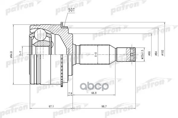 Шрус Наружн К-Кт [A:30, B:33, Abs:50] Mitsubishi: Pajero Iii 3.2 Di-D/3.5 V6 Gdi 00- PATRON арт. PCV2006