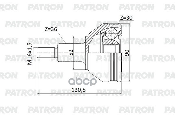 ШРУС нар. 36х52х30 SKODA Rapid III (NH3) 12- / VW Polo PATRON PCV2137 PATRON арт. PCV2137