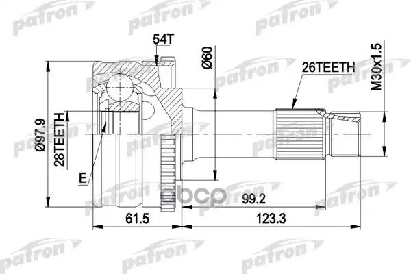 Шрус Наружн К-Кт 26X62x28 Abs:54t Mercedes-Benz: G-Class 93-, G-Class 89-, G-Class Cabrio 89-97 PATRON арт. PCV2461