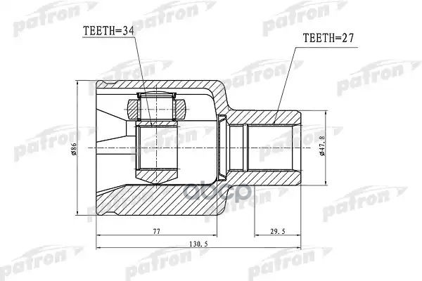 Шрус Внутренний 27X47.8x34 Ssang Yong Rexton Ii 06- PATRON арт. PCV3022