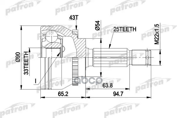 Шрус Наружн К-Кт [A:25 B:33 D: 54 Abs:43] Mitsubishi: Galant Vi 2.0-2.4 Gdi 96-03 PATRON арт. PCV5052