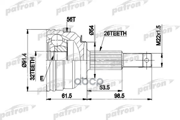 Шрус Наружн К-Кт 26X54.1x32 Abs:56t Chrysler: Cirrus, Sebring 95-99, Dodge: Stratus 95-99, Plymouth: Breeze 95-99 - С Abs PAT...