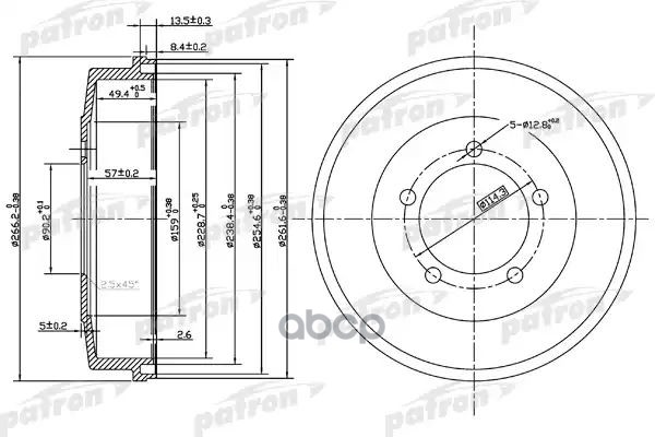 Барабан тормозной задн PDR1002 PATRON арт. PDR1002