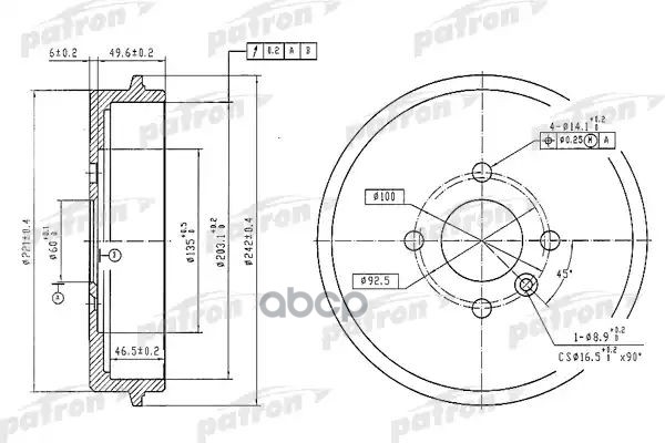 Барабан Тормозной Задн Volvo: 440 K 88-96, 460 L 88-96, 480 E 87-96 PATRON арт. PDR1247