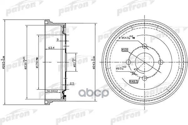 Барабан тормозной задн PDR1551 PATRON арт. PDR1551