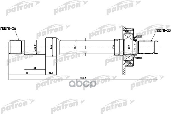 Вал приводной с подвесным подшипником VW: SHARAN 1.9TDI с ABS 95- PDS0537 PATRON арт. PDS0537