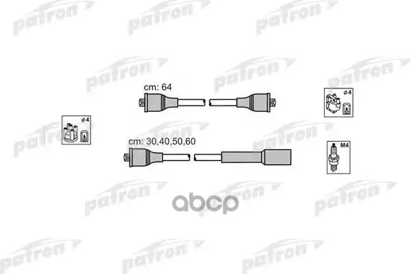 Комплект Проводов Зажигания Abu76 Audi: 80 1.6I/2.0I 91-  Vw: Golf Iii 1.8I/2.0I 91-  Seat: Toledo 1.6I/1.8I 91- PATRON арт. ...