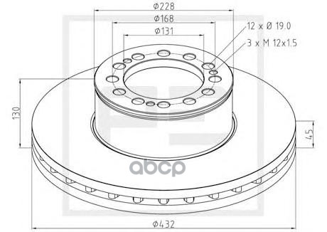 036.121-00A_диск Торм 432/131X45/130 12N-168-D19 Man Wma M38.../T01/02/03... Pe Automotive 036.121-00A PE Automotive арт. 036...