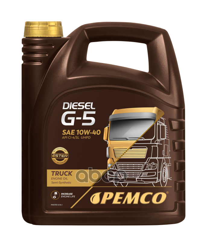 PEMCO 10W-40 Diesel G-5 Uhpd 5Л (Полусинт. Мотор. Масло) Hcv